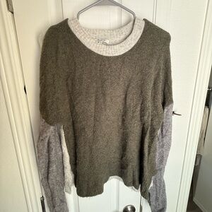 Madewell Olive and Gray Crew Neck Sweater